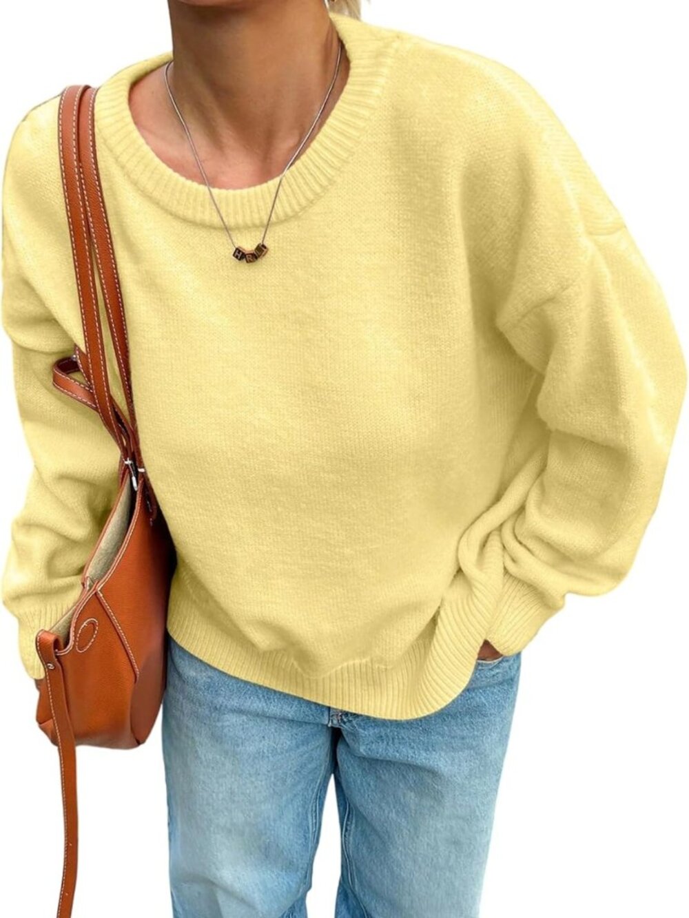Cozy Oversized Knit Sweater for Women | Long Sleeve Crewneck Pullover Top